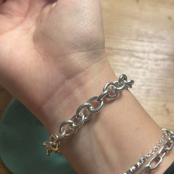 Tiffany & Co. Return Blue Splash Heart Bracelet w/ Crown Charm 6.5" - Picture 2 of 5